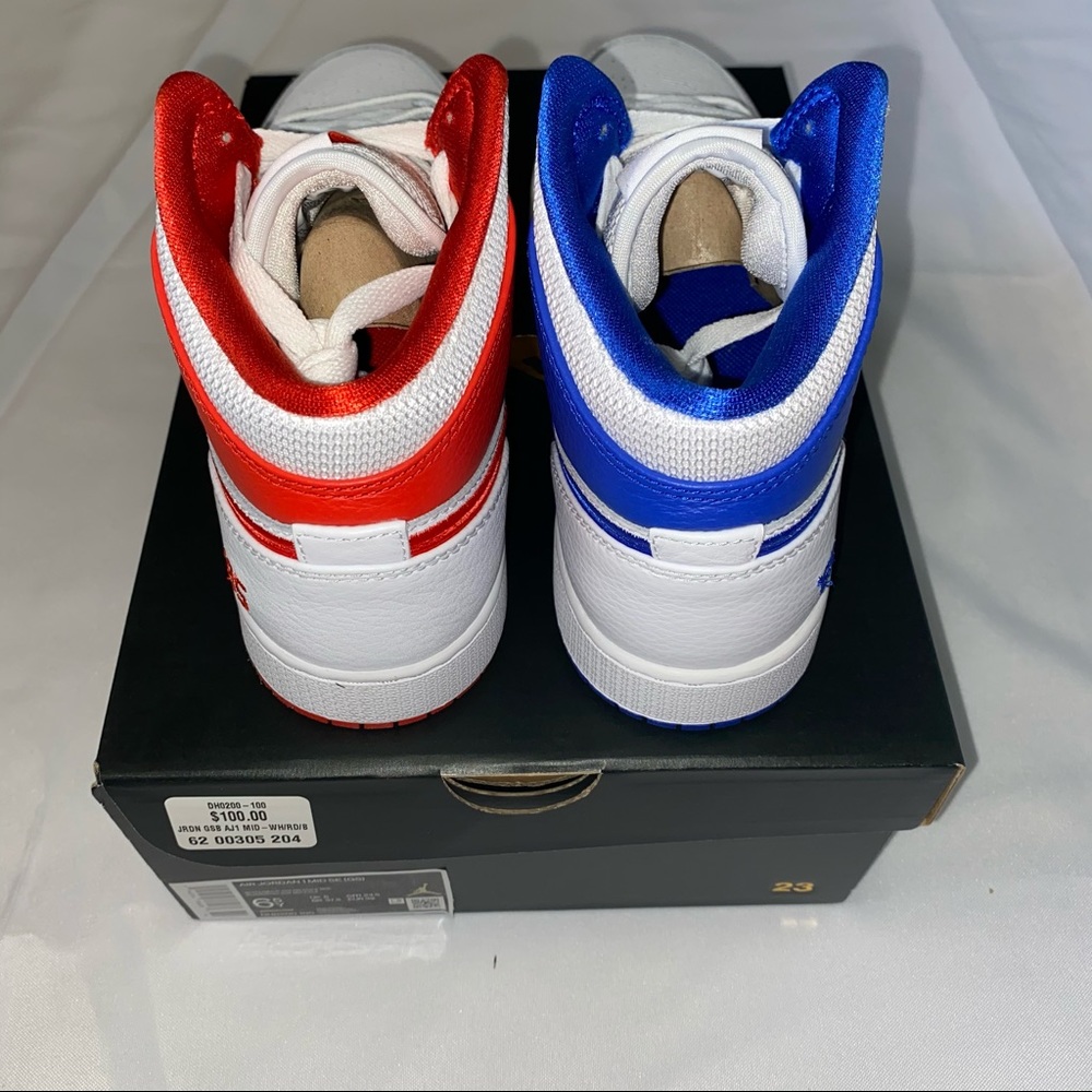 Nike Air Jordan 1 Mid GS ‘85 Blue and Red 6.5Y 8W - Picture 3 of 6